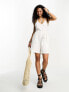 ONLY belted halter neck linen playsuit in white