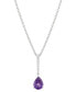 Фото #1 товара Macy's amethyst (7/8 ct. t.w.) & Diamond (1/20 ct. t.w.) Pear Pendant Necklace in 14k White Gold, 18" + 2" extender