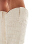 Public Desire Apollop Wide Fit western knee boots in cream croc