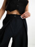 ASOS DESIGN folded front wide leg trouser in black