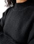 Threadbare high neck oversized jumper in black