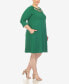 ფოტო #3 პროდუქტის Plus Size Criss Cross Neckline 3/4 Sleeve Swing Dress