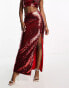 Collective the Label exclusive embellished maxi skirt co-ord in red