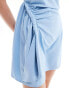 ASOS DESIGN drop shoulder twist detail mini dress in baby blue детский синий, 36 - фото #4