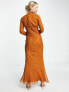 Фото #2 товара ASOS DESIGN high neck maxi dress with flared cuff in rust spot