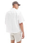 ASOS DESIGN boxy oversized linen blend shirt with revere collar in white