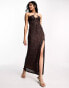 Фото #8 товара ASOS DESIGN strappy cut out sequin maxi dress in chocolate