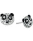 ფოტო #1 პროდუქტის Crystal Panda Stud Earrings in Sterling Silver, Created for Macy's