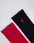 Polo Ralph Lauren 6 pack sport socks in black, red, navy, grey, white with pony logo