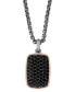 EFFY® Men's Black Spinel Cluster Dog Tag 22" Pendant Necklace in Sterling Silver & 18k Rose Gold-Plate