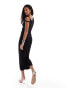 ASOS DESIGN twist shoulder strap maxi dress in black Черный, S - EU 36-38 - фото #3