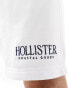 Hollister 9inch tech logo sweat shorts in white