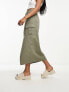 Фото #5 товара New Look cargo midi skirt in dark khaki