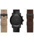 ფოტო #1 პროდუქტის Men's Chronograph Leather Strap Watch 44mm Gift Set