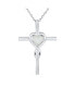 ფოტო #1 პროდუქტის Timeless Religious Faith Hope Love Forever Synthetic White Opal Heart Infinity Cross Necklace Pendant Sterling Silver