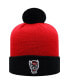 Фото #2 товара Men's Red and Black NC State Wolfpack Core 2-Tone Cuffed Knit Hat with Pom