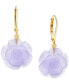 ფოტო #1 პროდუქტის Dyed Lavender Jade Flower Drop Earrings in 14k Gold-Plated Sterling Silver