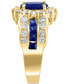 ფოტო #4 პროდუქტის EFFY® Sapphire (2-1/4 ct. t.w.) & Diamond (1-1/10 ct. t.w.) Halo Statement Ring in 14k Gold