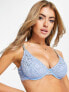 ASOS DESIGN Fuller Bust Melina lace underwired bra with sparkle elastic in cornflower blue