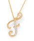 Фото #3 товара Diamond Accent Initial Pendant Necklace 18" in Gold Plate or Rose Gold Plate