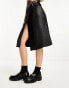 Фото #1 товара Weekday Oda faux leather midi skirt with belt and hardware details in black