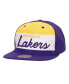 Men's White, Purple Los Angeles Lakers Retro Sport Colorblock Script Snapback Hat