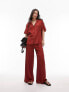 Фото #4 товара Topshop co-ord pull on crinkle wide leg trouser in rust