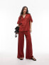 Фото #7 товара Topshop co-ord pull on crinkle wide leg trouser in rust