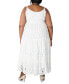 Фото #2 товара Plus Size Lace Scoop-Neck Tiered Midi Dress