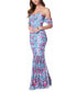 Фото #3 товара Women's Floral-Print Ruched Off-The-Shoulder Gown