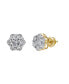 ფოტო #1 პროდუქტის Round Cut Natural Certified Diamond (0.08 cttw) 10k Yellow Gold Earrings Mini Cluster Design
