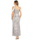 Фото #2 товара Women's Sequin Embellished Draped Sleeve V-Neck Gown