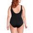 Фото #16 товара Plus Size Chlorine Resistant High Leg Soft Cup Tugless Sporty One Piece Swimsuit