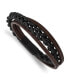 ფოტო #1 პროდუქტის Stainless Steel Brushed Black IP-plated Leather Bracelet