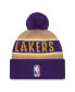 ფოტო #2 პროდუქტის Men's Purple/Tan Los Angeles Lakers 2024 NBA Draft Cuffed Knit Hat with Pom