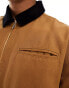 ASOS DESIGN oversized washed harrington jacket with cord collar in tan Коричневый, S - Chest 38 - фото #4