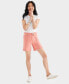 ფოტო #1 პროდუქტის Women's High-Rise Belted Cuffed Denim Shorts, Created for Macy's