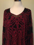 Alfani Women's Embellished Lace Inset V Neck Blouse Red Black M