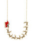 Фото #3 товара Gold-Tone Crystal Reindeer & Sleigh Statement Necklace, 18" + 3" extender, Created for Macy's