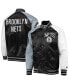 Фото #1 товара Куртка Starter мужская черная, серая Brooklyn Nets Reliever Varsity Satin Raglan Full-Snap