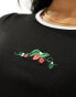 The Frolic strawberry motif ringer baby t-shirt in black