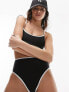 Фото #3 товара Topshop mix and match contrast trim high waist bikini bottom in monochrome