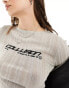 COLLUSION embroidered branded sheer ribbed jumper in light grey