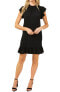 Фото #1 товара CeCe 297640 Flutter Sleeve Ruffle Dress in Rich Black, Size Large