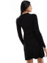 Фото #7 товара ASOS DESIGN knitted mini dress with collar detail in black