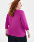 Фото #4 товара Style & Co Plus Size Cotton V-Neck 3/4-Sleeve Top, Created for