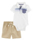 Фото #1 товара Комплект боди и шорты для мальчика Carterʻs Baby Henley & Canvas - 2 предмета