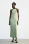 Фото #1 товара Атласное платье миди с горловиной халтер ZARA