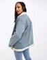 Фото #8 товара Daisy Street vintage style denim coat with cream borg lining