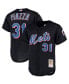 Фото #2 товара Men's Mike Piazza Black New York Mets Big and Tall Cooperstown Collection Mesh Button-Up Jersey